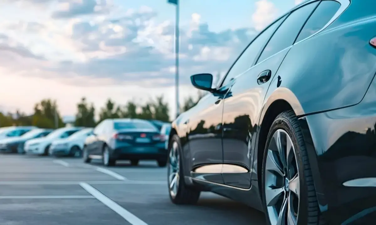 Czarne auto na parkingu, gotowe do podróży. Marzy Ci się rejestracja SK zagranica?