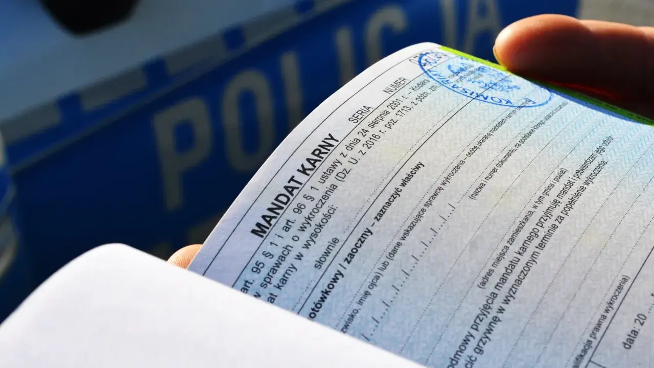 Dłoń trzyma mandat karny. Czy można uniknąć płacenia mandatu? Dokument zawiera rubryki do wypełnienia, np. odmowa przyjęcia.
