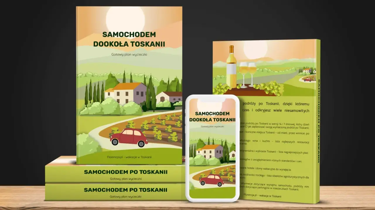 Plan podróży "Samochodem Dookoła Toskanii" to idealny przewodnik po włoskich wakacjach. Odkryj malownicze krajobrazy i wino.