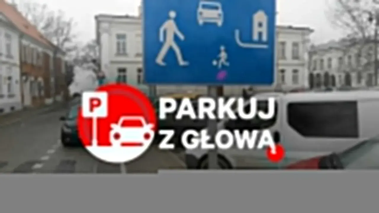 Znak informuje o strefie zamieszkania. Parkuj z głową, dbając o pieszych i dzieci.