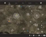 Mapa gry S.T.A.L.K.E.R. z widocznymi ikonami zadań i lokacji. Widać fragmenty budynków, dróg i terenów zielonych, sugerujące zniszczony świat, czyli martwe pole.