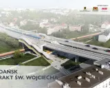 Nowa linia PKM ułatwi podróżowanie, skracając rumia - gdańsk odległość. Widok na nowoczesną stację i wiadukt.