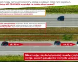 Niebezpieczna jazda na zderzaku na drodze ekspresowej. Odstęp 12 m zamiast 36 m. Ryzyko kolizji.