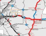 Mapa drogowa z zaznaczonymi trasami A2 i S19, pokazująca postęp prac. Dobre jedzenie na trasie Łódź-Gdańsk czeka po drodze!