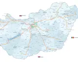 Mapa dróg Węgier z zaznaczonymi głównymi trasami i miastami. Planujesz podróż po Węgrzech? Ta mapa pomoże Ci zaplanować trasę.