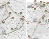 Trasa w mieście na trasie Białystok-Wyszków, z zaznaczonymi punktami i godzinami, m.in. Pałacem Branickich i Zoo Akcent.