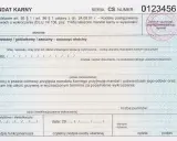 Formularz mandatu karnego, który może wystawić straż miejska. Zawiera dane sprawcy, wykroczenia i kwotę.