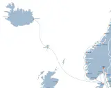 Mapa tras promowych: Islandia, Wyspy Owcze, Szkocja, Norwegia, Dania, Szwecja. Prom Polska Norwegia to marzenie wielu podróżników.