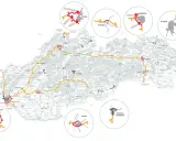 Mapa Słowacji z zaznaczonymi drogami i miastami. Wjazd na Słowację przez autostrady D1, D2, R1, R4.