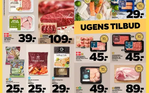 Mięso i ryby w Danii: mielone mięso od 39 zł, łosoś w cieście 29 zł, szaszłyki z kurczaka 25 zł.