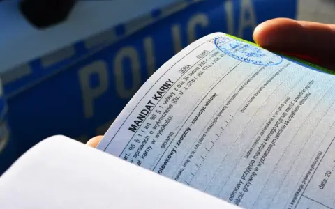 Dłoń trzyma mandat karny. Czy można uniknąć płacenia mandatu? Dokument zawiera rubryki do wypełnienia, np. odmowa przyjęcia.