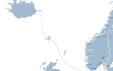 Mapa tras promowych: Islandia, Wyspy Owcze, Szkocja, Norwegia, Dania, Szwecja. Prom Polska Norwegia to marzenie wielu podróżników.