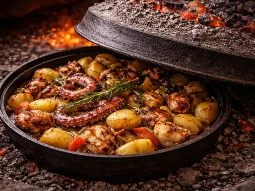 Ośmiornica z ziemniakami i rozmarynem, pieczona pod żarem. Prawdziwy smak tego, co warto zjeść w Chorwacji!
