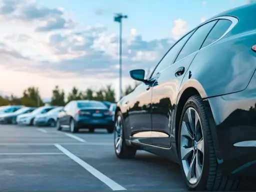 Czarne auto na parkingu, gotowe do podróży. Marzy Ci się rejestracja SK zagranica?