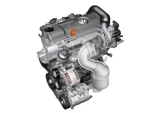 Nowoczesny silnik wysokoprężny Volkswagen z turbosprężarką i alternatorem.