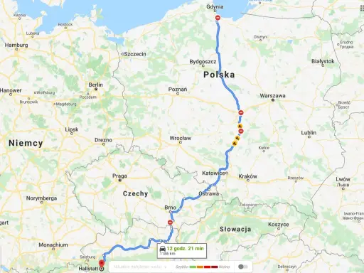 Trasa z Gdyni do Hallstatt pokazuje, gdzie są Alpy. Podróż przez Polskę, Czechy i Słowację.
