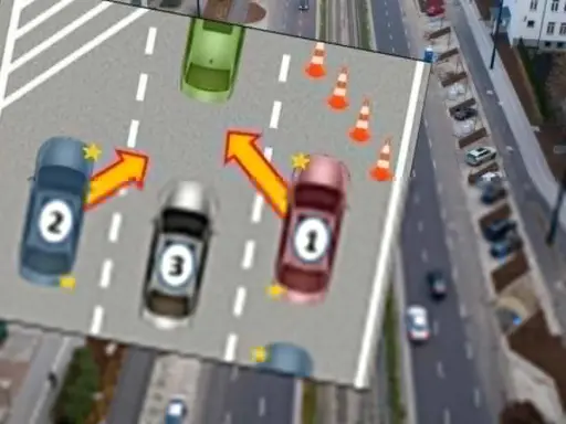 Ilustracja pokazuje manewr zmiany pasa ruchu. Samochody 1, 2 i 3 wykonują sekwencję manewrów, aby bezpiecznie zmienić pas.