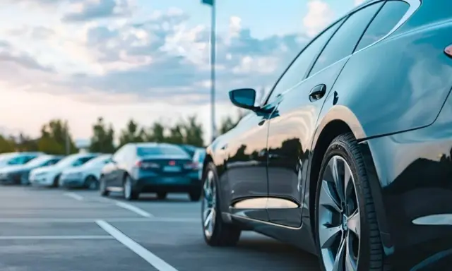 Czarne auto na parkingu, gotowe do podróży. Marzy Ci się rejestracja SK zagranica?