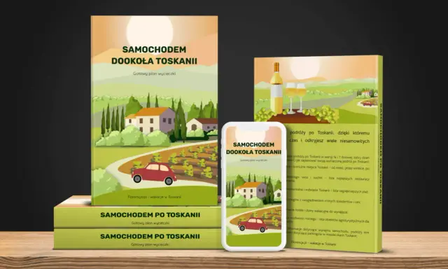 Plan podróży "Samochodem Dookoła Toskanii" to idealny przewodnik po włoskich wakacjach. Odkryj malownicze krajobrazy i wino.
