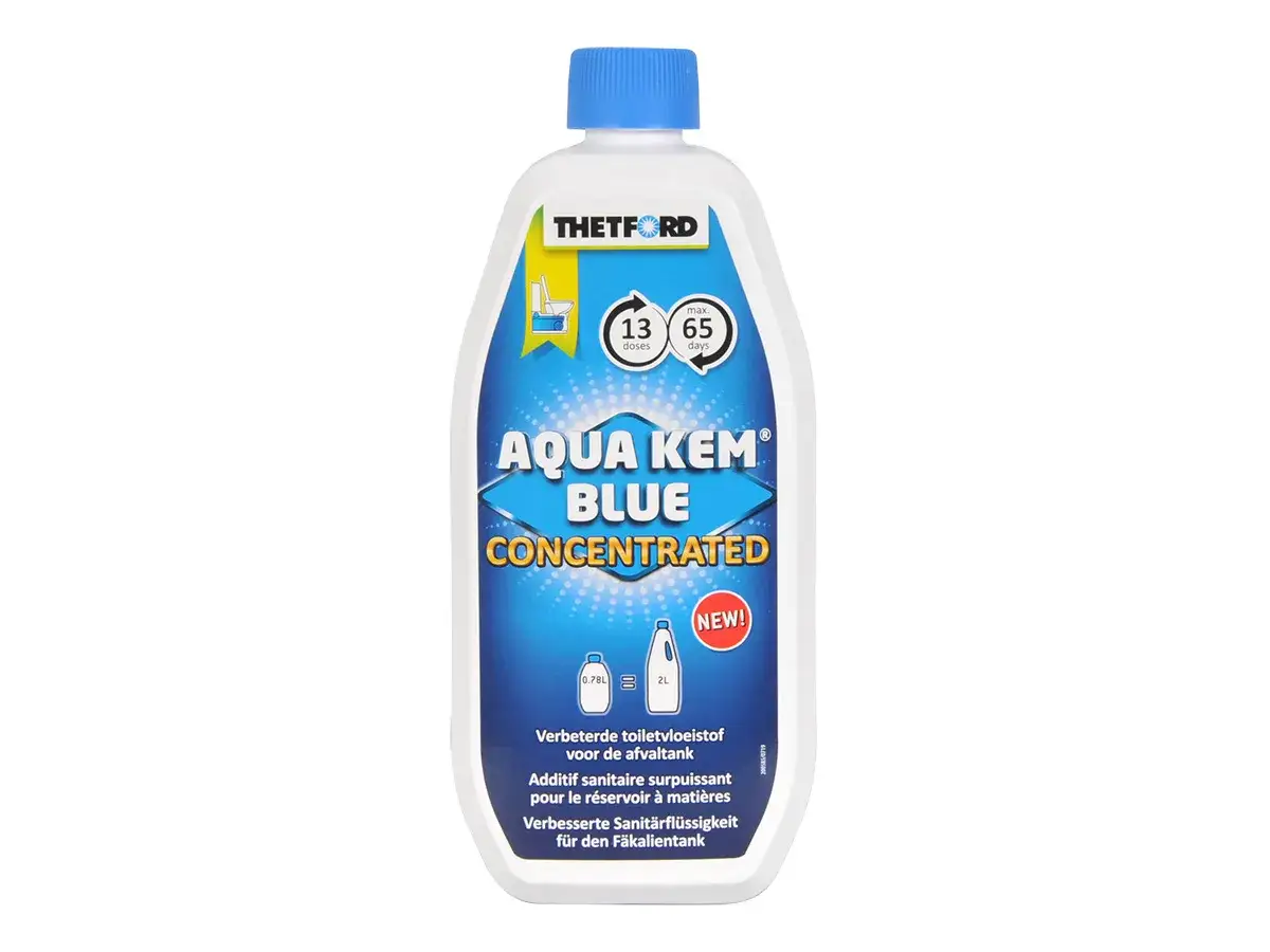 Butelka Thetford Aqua Kem Blue Concentrated. Idealny do utrzymania świeżości w toalecie turystycznej, jak zrobić płyn do toalety turystycznej.