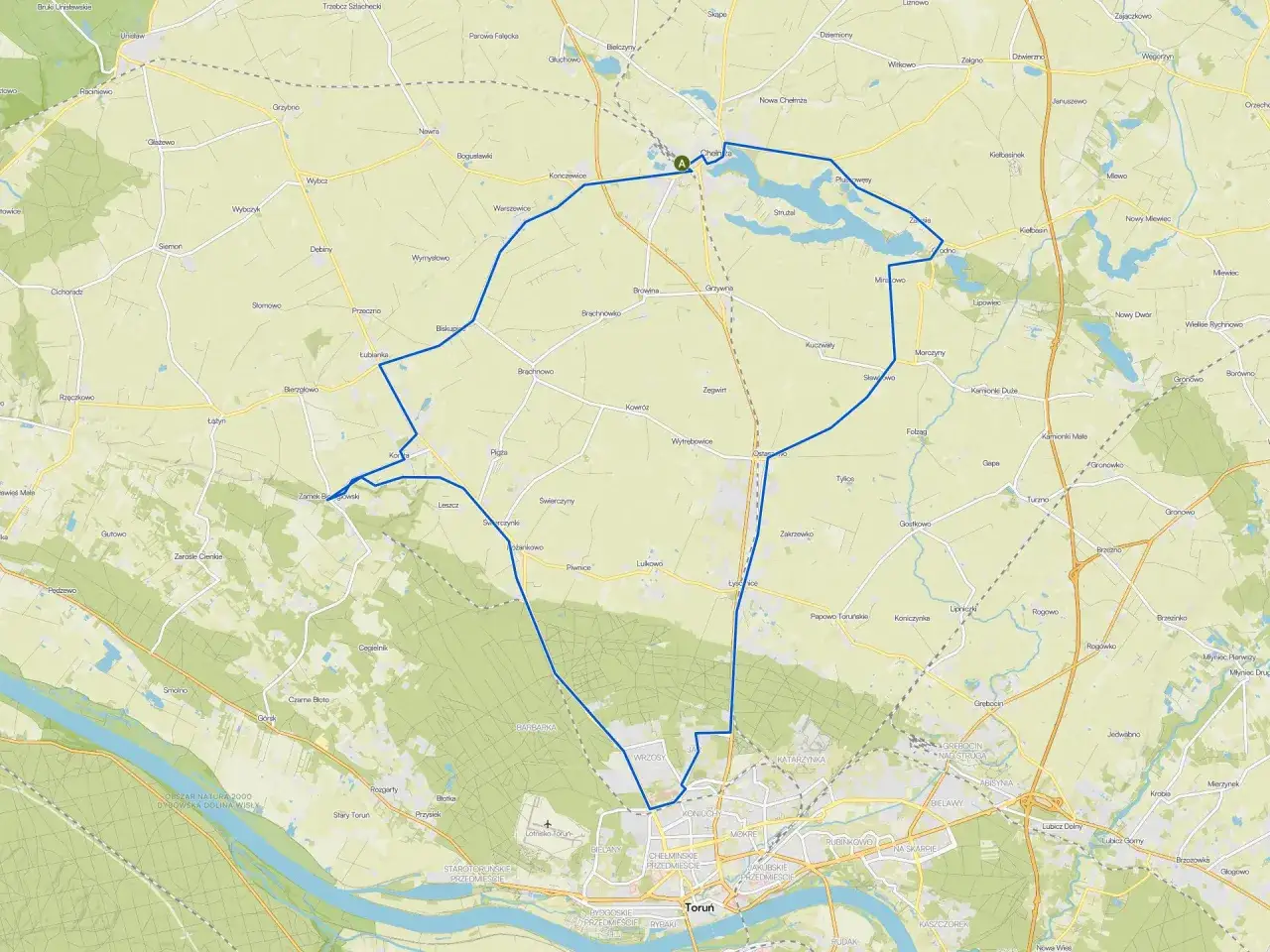 Trasa rowerowa wokół Torunia, wiodąca przez malownicze tereny i liczne miejscowości, tworzy pętlę łączącą miasto na trasie Toruń świecie.